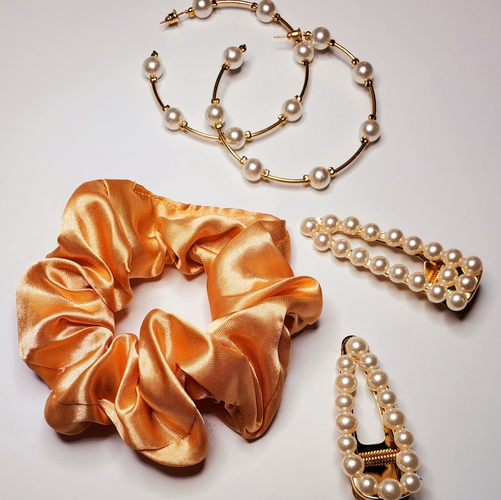 Hand made orange scrunchie.